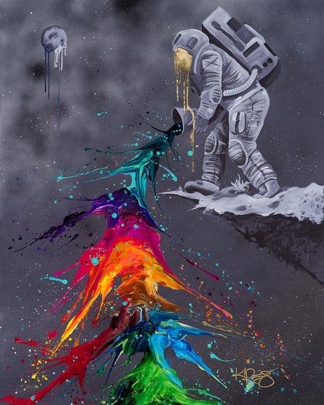 Kre8 Artist, Space Graffiti Art, Painting Of Astronaut, Astronaut Graffiti, Astronaut In Space Painting, Trippy Astronaut Painting, Japan Tattoo Design, Japan Tattoo, West Art