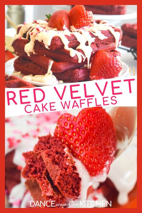 cake mix waffles Red Velvet Waffles With Cake Mix Simple, Red Velvet Waffles Recipe Cake Mixes, Red Velvet Waffles Recipe, Cake Mix Waffles, Red Velvet Waffles, Waffle Maker Recipes, Red Velvet Cake Mix, Waffles Recipe, Waffle Cake