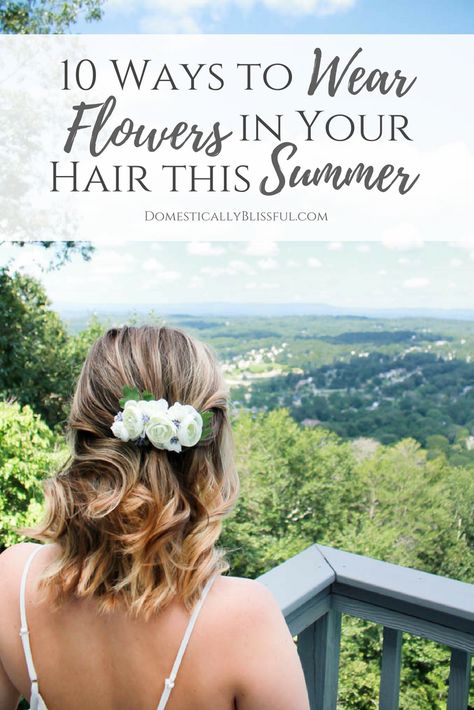 10 fun & beautiful ways to wear flowers in your hair for wherever the summer sun takes you! #ad #GlissHairRepair @Walmart @sofablife | summer flowers | hair flower | flower hair | flower clip | wedding flower hair | flower crown | flower hairband | flower comb | flower bobby pins | flower hat | flower sunhat | flower headband | flower head wrap | flower braid | summer hairstyle | flower hairstyle | hairstyle with flowers | easy summer hair | quick summer hair | how to | AD How To Wear Flowers In Your Hair, Diy Flower Hair Clips Wedding, Summer Wedding Hair Accessories With Handmade Flowers, Flower Hair Accessories For Spring Garden Party, Summer Handmade Flower Hair Accessories, Flower In Hair, Summer Hairstyles Flower Clip, Braided Summer Hairstyles, How To Wear Headbands