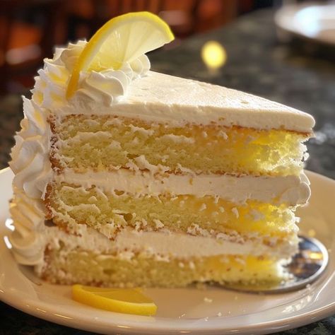 Cheese Factory Italian Lemon Cream Cake, Italian Lemon Cream Cake Recipe, Lemon Cream Cake Recipe, Italian Lemon Cream Cake, Italian Lemon Cake, Italian Cream Cake Recipe, Lemon Cream Cake, Lemon Cream Pies, Cheesecake Factory Recipes