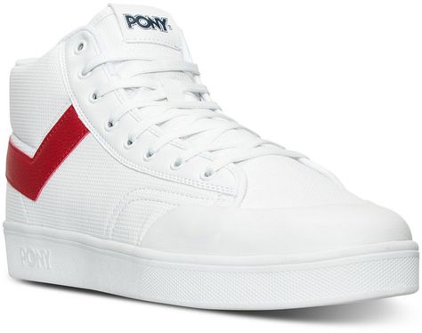 Pony Men's Vintage Slam Dunk Hi Stadium Casual Sneakers from Finish Line Pony Sneakers, Sneaker Trends, White Sneakers Outfit, 80’s Fashion, Trending Sneakers, Retro Sneakers, Slam Dunk, Sneakers Outfit, A Style