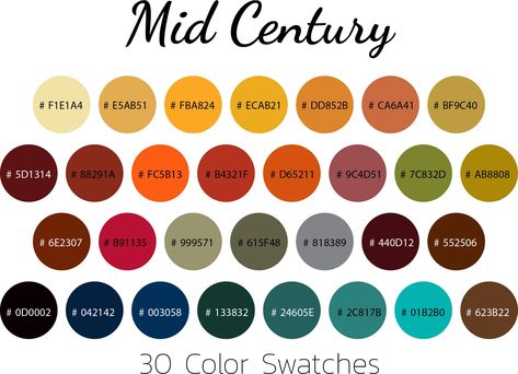 Mid Century Color Swatches Color Palette Ipad - Etsy Ireland Mid Century Color Palette, Swatches Color, Vintage Colour Palette, Mid Century Colors, Mid Century Modern Colors, Retro Color Palette, Modern Color Palette, Color Palate, Color Palette Design