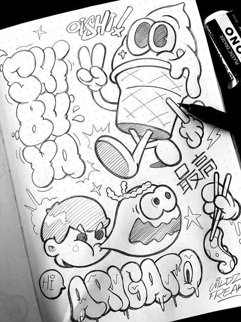 Easy Graffiti, Easy Graffiti Drawings, Lead Pencil, Arte Doodle, Graffiti Writing, Graffiti Doodles, Graffiti Style Art, Graffiti Characters, Drawing Book