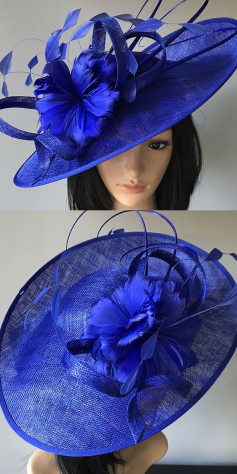 Bright Blue hat for Royal Ascot. Outfit ideas for Royal Ascot. Big Royal Ascot hats. Sapphire Blue hat for the Races. How to wear pink. Royal Blue Hat. What to wear with a Blue Dress. Summer Wedding mother of the bride outfits. Hats big enough for Royal Ascot. #fashion #fashionista #royalascot #affiliatelink #hats #sapphire #summer #sapphireblue #blue Facinators Wedding Guest Style 2021, Blue Fascinator Hats, Royal Ascot Outfit, Ascot Fashion, Royal Ascot Fashion, Blue Dress Summer, Fascinator Hats Outfit, Royal Blue Fascinator, Stylish Womens Hats