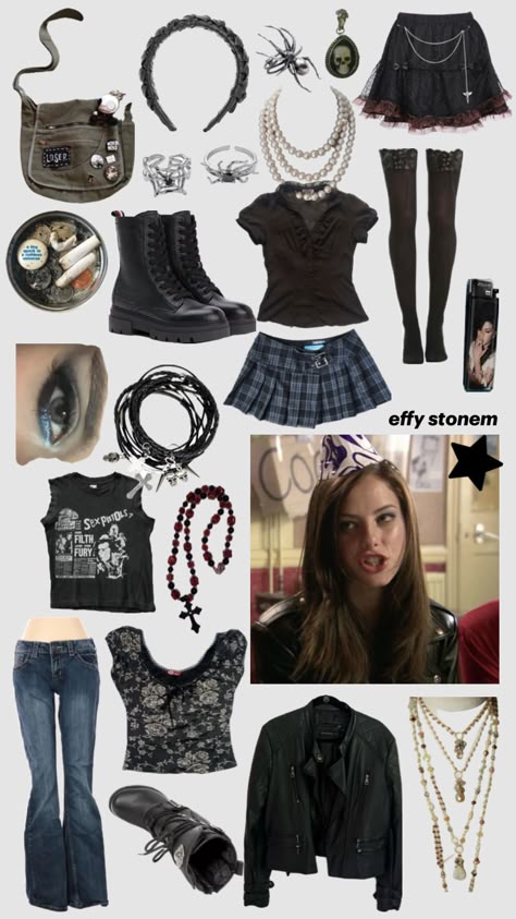 skins Effie Outfits Skins, Skins Uk Aesthetic Outfits, Effy Outfit Ideas, Mysterious Skin Outfits, Emily Fitch Outfits, Effy Stonem Outfit Inspired, Effy Inspired Outfits, Effy Stonem Clothes, Effy Stonem Aesthetic Clothes