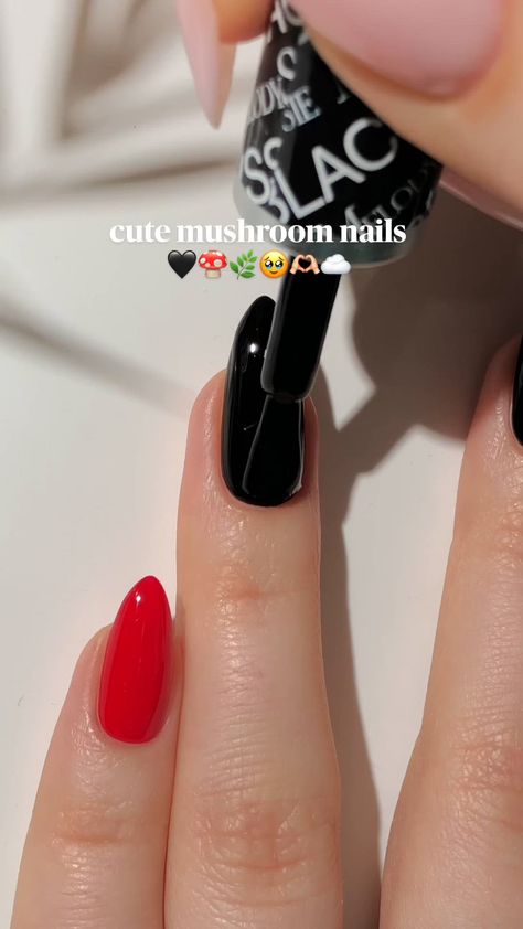 Get ready for the season of cozy sweaters and pumpkin spice with these must-try Fall nail designs! 🍂💅 #FallNails #AutumnVibes #NailInspo #CozySeason #PumpkinSpice #NailArt #SeasonalNails #SweaterWeather #NailGoals #FallManicure #TrendyNails #NailTrends" Mushrooms Nails Design, Easy Diy Gel Nails, Easy Mushroom Nails, Easy Diy Halloween Nails Simple, Mushroom Nails Designs, Mushroom Nail Art Designs, Pink Mushroom Nails, Red Mushroom Nails, Easy Nails Art