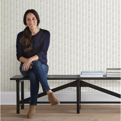 56 sq. ft. Pick-Up Sticks Wallpaper Joanna Gaines Colors, Joanna Gaines Wallpaper, Sticks Wallpaper, Stripped Wallpaper, Farmhouse Wallpaper, Pick Up Sticks, Inspired Wallpaper, How To Hang Wallpaper, Wallpaper Accent