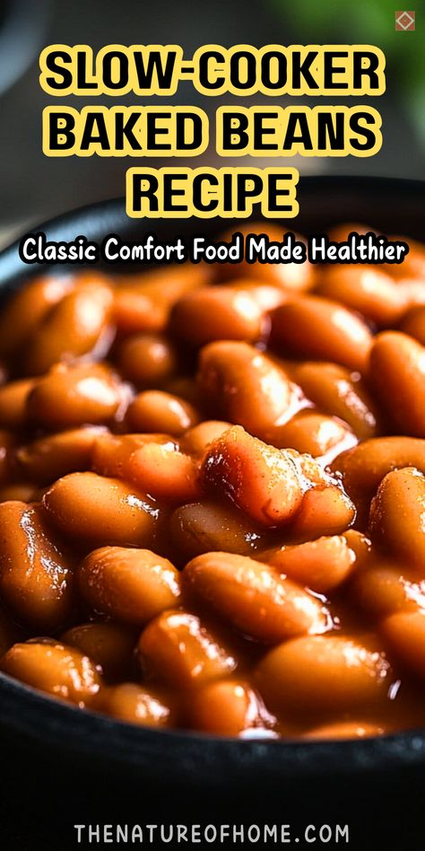 These Slow-Cooker Baked Beans are an easy and nutritious way to enjoy a classic comfort dish! With natural ingredients and no added sugars, this recipe is perfect for a healthy twist on traditional baked beans. Save this pin to enjoy a slow-cooked comfort meal. Baked Beans Crock Pot, Slow Cooker Baked Beans, Baked Beans Recipe, Slow Cooker Baking, Delicious Slow Cooker Recipes, Baked Bean Recipes, Healthy Comfort, Beans Recipe, Comfort Dishes