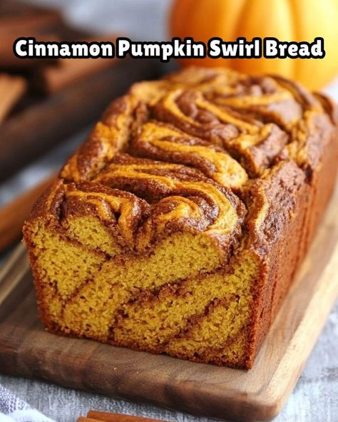 Pumpkin Swirl Bread Recipe, Pumpkin Swirl Bread, Swirl Bread Recipe, Biscuit Donuts, Swirl Bread, Cinnamon Pumpkin, Moist Pumpkin Bread, Swirled Bread, Cinnamon Swirl