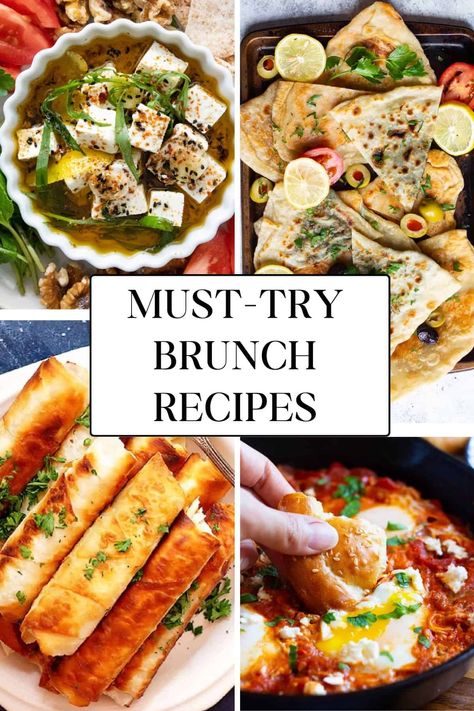 Here is a collection of best brunch recipe ideas for your next gathering. I have included sweet and savory brunch recipes with Middle Eastern and Mediterranean flavors that are easy and use wholesome ingredients. These brunch ideas are simple and make the perfect spread that anyone will love. Light Brunch Food, Middle Eastern Brunch Ideas, Special Brunch Ideas, Beautiful Brunch Display, Brunch Ideas For Restaurant, Potluck Brunch Recipes, Best Brunch Menu Ideas, Fine Dining Brunch Ideas, Meat Brunch Ideas