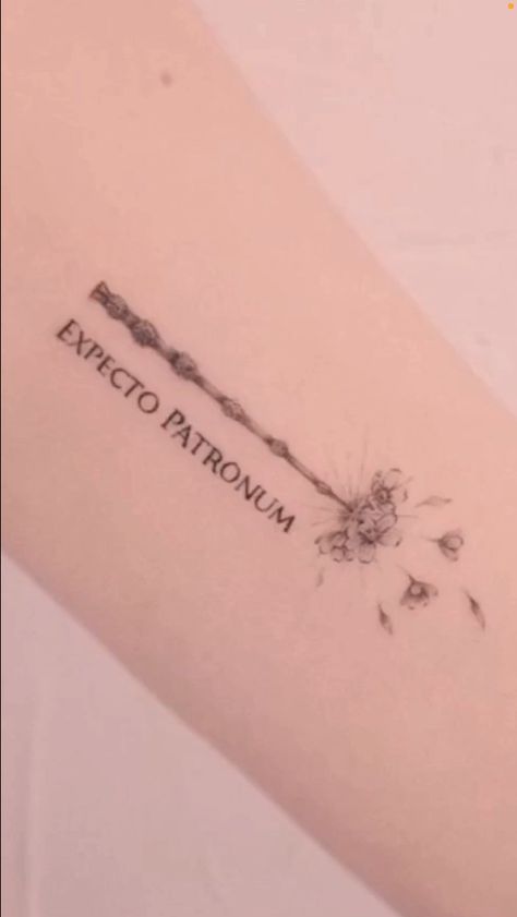 Harry Potter Expecto Patronum Tattoo, Harry Potter Tattoos Minimalist, Expecto Patronum Tattoo, Patronus Tattoo, Grandma Tattoos, Happiness Tattoo, Mom Daughter Tattoos, Vegas Tattoo, Dove Tattoos