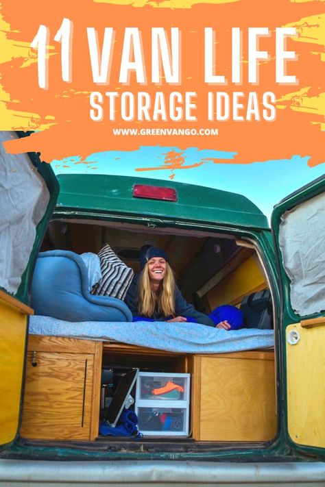 Van Storage Hacks, Small Camper Van Interior Ideas, Vanlife Organization, Small Van Life, Diy Van Storage Ideas, Small Campervan Interior, Vanlife Storage, Small Van Conversion, Van Storage Ideas