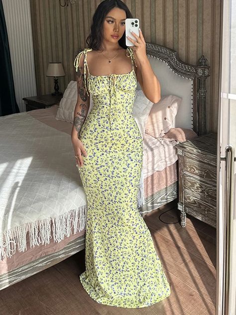 Women Flowers Suspender Dress Hip Wrap Elegant Sexy Sleeveless Backless Slim Female Beach Evening Summer Sundress, Dress 2024, Bodycon Maxi Dresses, Backless Maxi Dresses, Mermaid Evening Dresses, Bodycon Dress Parties, Trendy Boho, Strapless Maxi Dress, Suspender Dress