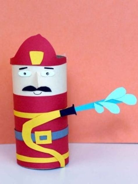 Occupation Art And Craft For Preschool, Fire Truck Crafts, Fire Safety Preschool Crafts, Fireman Crafts, Fire Truck Craft, Community Helpers Crafts, Community Helpers Preschool Activities, Fire Safety Preschool, Firefighter Crafts