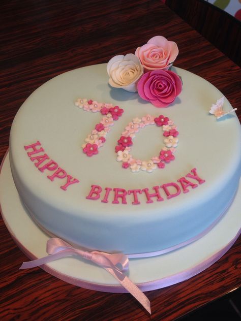 70th birthday cake with pretty flowers #cakesbyamie Birthday Cake For 70 Year Old Women, 70th Birthday Cake For Women, Tea Party Cake, 70th Birthday Cake, Birthday Cakes For Women, Cakes For Women, 70th Birthday, Pretty Flowers, Tea Party