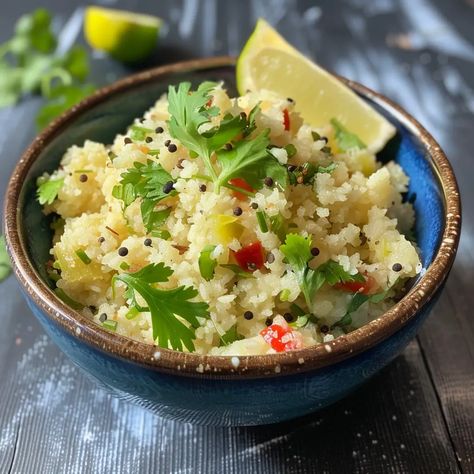 People in South India often eat upma for breakfast. It is made with semolina (also called rava or sooji), flavorful spices, and different kinds of veggies. It's quick and easy to make this tasty and filling dish, which makes it a popular choice for busy mornings or as a light meal. People usually eat upma with a side of salsa or pickle. You can make it your own by adding your favorite veggies and spices. Upma is sure to become a regular food item in your home because it tastes great and has a cozy texture. Upma Recipe Indian Breakfast, Upma Recipe Sooji, Upma Breakfast, Rava Upma, South Indian Breakfast, Upma Recipe, Cozy Texture, Indian Village, Indian Breakfast