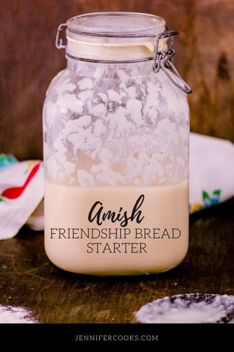 Potato Flake Amish Friendship Bread Sourdough Starter uses instant potato flakes is easy to make and makes a wonderfully soft and flavorful bread! | JenniferCooks.com  #bread #breadrecipes #sourdough #sourdoughbread #sourdoughbreadrecipes Amish Bread Starter, Amish Friendship Bread Starter Recipes, Friendship Bread Recipe, Friendship Bread Starter, Amish Bread, Amish Friendship Bread, Yeast Starter, Sourdough Bread Starter, Dough Starter