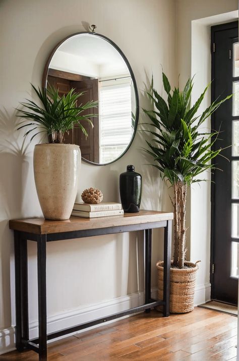 Keep ALIVE: 10 Best LOW Light Indoor Plants (Easy Care) Indoor Plants Entryway, Entryway With Plants, Entryway Plants Indoor, Entryway Plants, Buffet Styling Dining Room, Foyer Design Modern Entrance, Small Foyer Ideas, Side Table Styling, Low Light Indoor Plants