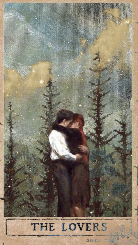 The Lovers #vintage #stars #forest #green #sky #romantic #aesthetic #painting #art #love Stargazing Date, Romance Couple, Forest Drawing, The Lovers Tarot, Vintage Stars, Romantic Aesthetic, Love Wallpapers Romantic, Romantic Themes, Star Illustration