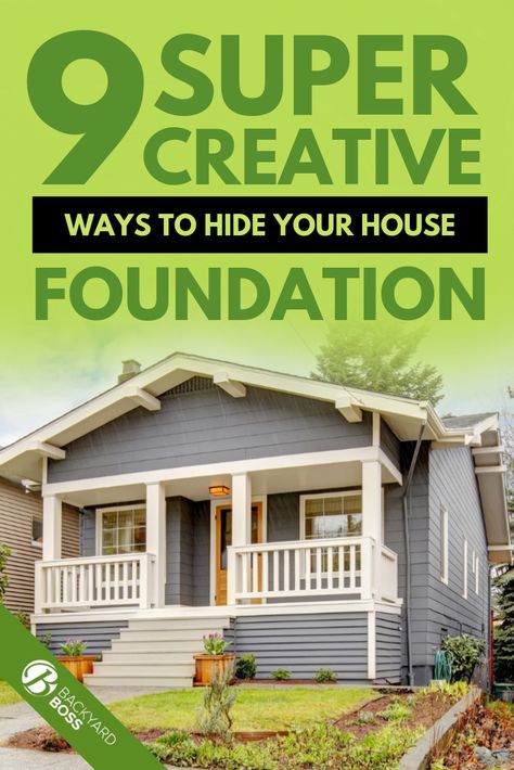 You know that ugly, exposed concrete section that surround the base of your house? Yeah, that’s your foundation. They’ve yet to create a way to construct it in a way that’s appealing to the eye, instead leaving you with unfinished rough concrete. But there are ways to hide house foundation, if you’re creative enough. #ideas #cover #coveringideas #ideascurbappeal Foundation Covering House, House Foundation Covering Ideas Cheap, Cinder Block Foundation, Concrete Block House, Concrete Block Foundation, Painted Foundation, Cushions Diy, Porch Landscaping, Hidden House