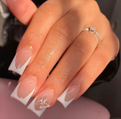 Simple Nails Acrylic, Short Acrylics, Short Square Nails, Girly Acrylic Nails, Basic Nails, French Tip Acrylic Nails, Work Nails, Fall Acrylic Nails, Classy Acrylic Nails