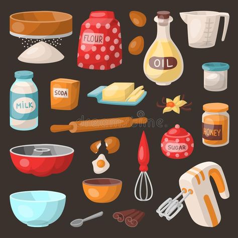 Making Cakes, Food Clipart, Cast Iron Recipes, Baking Utensils, Baking Pastry, Traditional Cakes, Cast Iron Cooking, Cooking Ingredients, Baking And Pastry