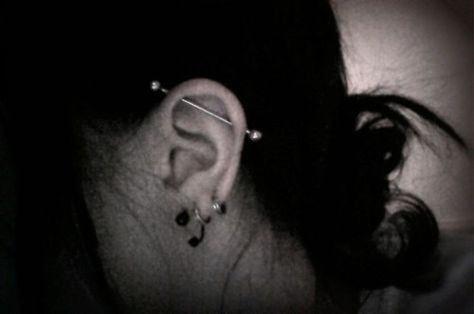 Image via We Heart It https://weheartit.com/entry/155626294 #black #dark #industrial #piercing Black Industrial Piercing, Masc Piercings, Industrial Piercing Men, Dark Industrial, Nail Piercing, Cool Ear Piercings, Industrial Piercing, Body Modifications, Piercing Tattoo