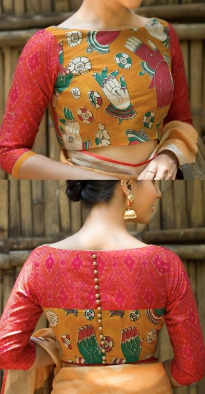 Latest Boat Neck Blouse Designs Latest Boat Neck Blouse Designs, Boat Neck Blouse Designs, Kalamkari Blouse Designs, Ikat Blouse Designs, Neck Blouse Designs, Indian Blouse Designs, Blouse Designs High Neck, Boat Neck Blouse Design, Cotton Blouse Design