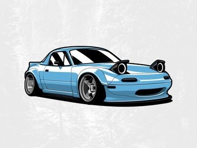 Miata Drawings Easy, Miata Car Drawing, Mazda Mx5 Drawing, Miata Tattoo Ideas, Mx5 Tattoo, Mx5 Drawing, Miata Painting, Mazda Miata Drawing, Cute Car Drawings