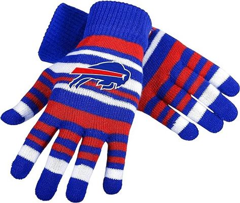 Amazon.com : FOCO Buffalo Bills NFL Stretch Gloves : Sports & Outdoors Buffalo Bills Gear, Nhl Hockey Teams, New York Giants Logo, Striped Gloves, Football Team Logos, Knit Structure, Nfl Buffalo Bills, Nfl Football Teams, Nfl T Shirts