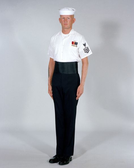 Men's Tropical Dinner Dress Blue, enlisted ranks E-1 through E-6 - 1984 Tropical Dinner, Blue Uniform, Navy Uniforms, Plain Blue, U S Navy, Dinner Dress, Military Uniform, Dress Blue, Blue Dresses