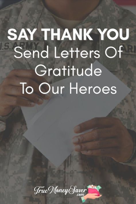 Say "Thank You" to our Military and First Responders by writing appreciation letters! Send letters to military soldiers of love and support this holiday season! By writing military letters to our service men and women shows them just how much we care! #truemoneysaver #givingback #thankful #military #firstresponders #letters #loveletters #snailmail #militarylove #militarymail #militarygift #appreciation #firstresponder #firstresponders Letter To Veterans Examples, Honor Flight Letters Ideas, Thank You For Your Service Military, Letters To Soldiers, Letters To Veterans, Military Letters, Thank You Soldiers, Veterans Appreciation, Operation Gratitude