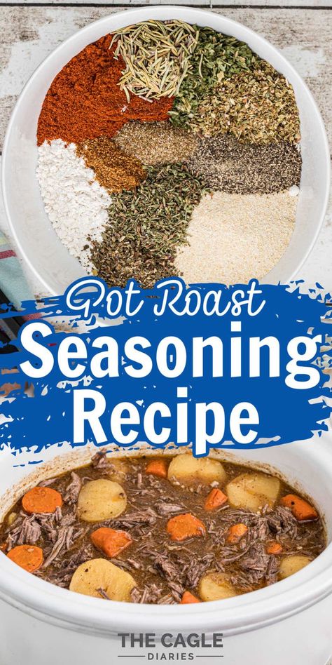 A pot roast seasoning recipe with ingredients most of us have at home. Super simple to make this seasoning mix yourself, without using the prepackaged store-bought types. Make it at home and adjust to your preference. This pot roast seasoning recipe should be in your spice drawer. Pot Roast Seasoning Recipe, Roast Seasoning Recipe, Roast Beef Seasoning, Roast Seasoning, Pot Roast Gravy, Delicious Pot Roast, Beef Roast Crock Pot, Pot Roast Seasoning, Crockpot Pot Roast