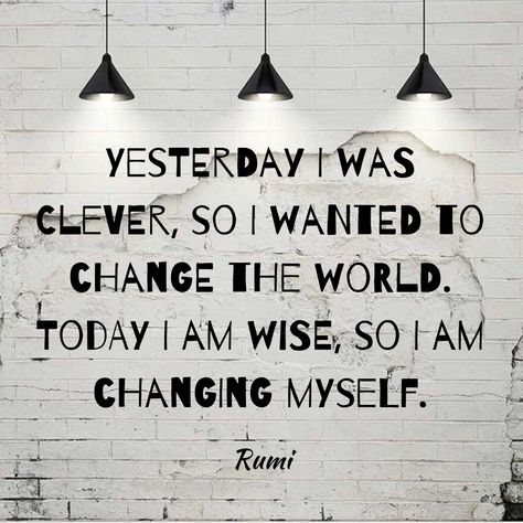 The only thing you can truly change in this world is yourself.  Others might be inspired by your change and decide to change themselves and so on. If you want to change the world you must start with yourself first. Change The World Quotes, Change Yourself, Team Meeting, Diy Shirts, World Quotes, Dont Change, Awesome Quotes, Short Inspirational Quotes, Youth Group