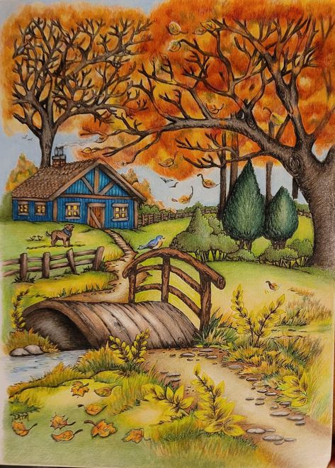 Jesen Crteži, Autumn Trees Drawing, Autumn Drawing Ideas Fall Trees, Mrtva Priroda Crtezi Olovkom, Fall Landscape Drawing, Autumn Drawing Pencil, Teresa Goodridge Coloring Pages, Fall Drawings Autumn, Autumn Landscape Drawing