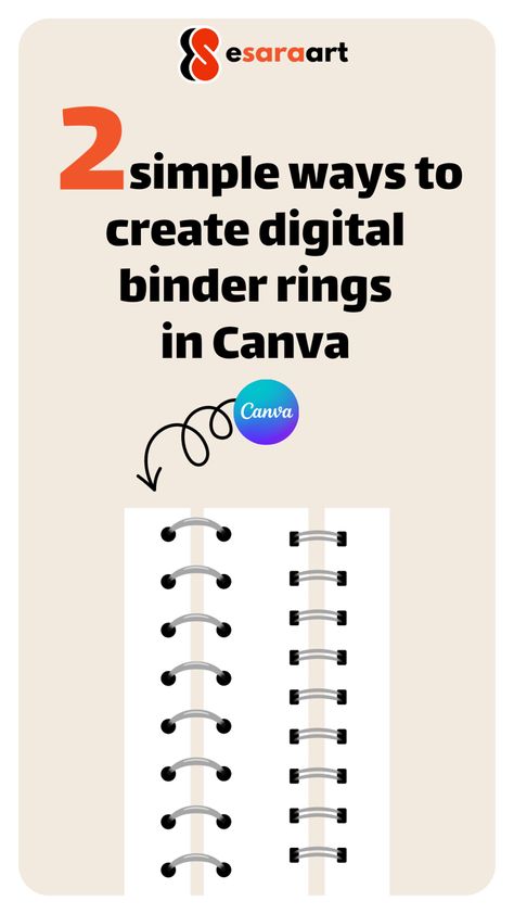 2simple ways to create digital binder rings in Canva How To Make Planners In Canva, Digital Planner Binder Rings Free, Digital Binder Rings Free, Binder Rings Digital Free, Digital Planner Rings, Digital Binder Rings, Business Planner Printables, Digital Binder, Diy Digital Planner