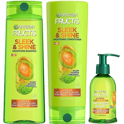 Amazon.com : Garnier Fructis Sleek & Shine Anti-Frizz Serum for Frizzy, Dry Hair, Argan Oil, 5.1 Fl Oz, 1 Count (Packaging May Vary) : Hair Styling Serums : Beauty & Personal Care Dry Hair Serum, Kit Packaging, Anti Frizz Serum, Anti Frizz Hair, Garnier Fructis, Shampoo And Conditioner Set, Argan Oil Hair, Frizz Control, Nourishing Hair