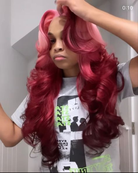 Valentines Hairstyles, Lemonade Braids Hairstyles, Red Ombre Hair, Valentine Hair, Frontal Wig Hairstyles, Dyed Hair Inspiration, Pretty Hair Color, Dope Hairstyles, Front Lace Wigs Human Hair