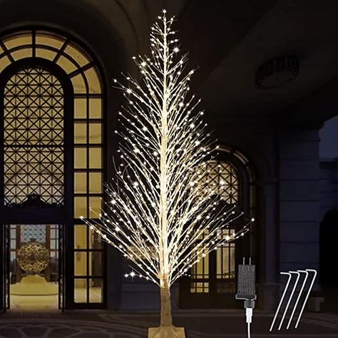 Amazon.com : outdoor lighted christmas tree Birch Christmas Tree, Outdoor 3-d Wood Christmas Tree, Warm White Fairy Lights, Led Christmas Tree Lights, White Fairy Lights, Warm White Lights, Led Christmas Tree, Outdoor Christmas Tree, Tree Light