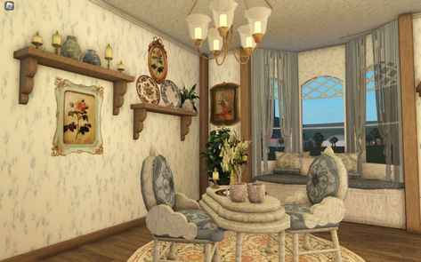 Boo Burg Interior, Bloxburg Grandma House, Bloxburg Townhouse Ideas, Old Money Bloxburg, Bloxburg Dining Room, Unique Houses Exterior, Bloxburg Victorian House, Cottage House Exterior, Bloxburg Building