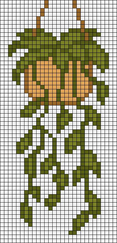 Tapestry Crochet Small Pattern, Pixel Art Pattern Plants, Cross Stitch Graph Patterns, Cottage Core Alpha Pattern, Pixel Art Pattern 20x20, Boho Pixel Art, Alpha Knitting Patterns, Plant Grid Pattern, Cross Stitch Patterns Grid