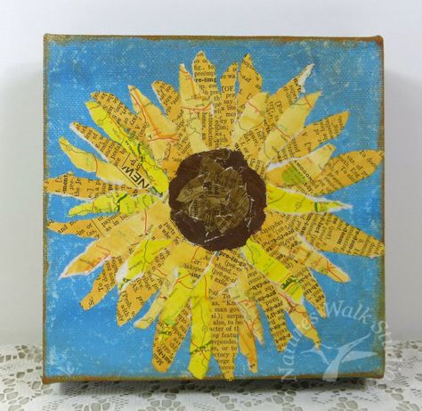 Sunflower Collage, Paper Mosaic, Mixed Media Art Tutorials, Paper Sunflowers, Collage Painting, Jr Art, Paper Collage Art, Art Camp, Art Friend