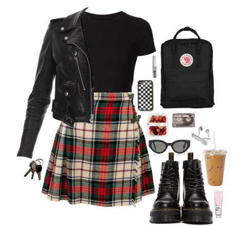 Skirt and top my fav Trendy Winter Fashion, Outfit Grunge, Outfits 90s, Street Style Grunge, Plaid Outfits, Trendy Skirts, Hipster Outfits, Outfit Shoplook, Plaid Skirt