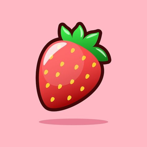 Ripe red strawberry icon illustration | Premium Vector #Freepik #vector Strawberry Illustration Cute, Strawberry Logo, Strawberry Vector, Strawberry Icon, Strawberry Cartoon, Lime Vector, Strawberry Illustration, Menu Coffee, Strawberry Graphic