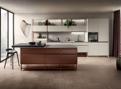 Formalia | Salone del Mobile Scavolini Kitchens, Italian Kitchen Cabinets, Kitchen World, Lacquered Walls, Kitchen Solutions, Modern Kitchen Cabinets, Italian Kitchen, House System, Wall Systems