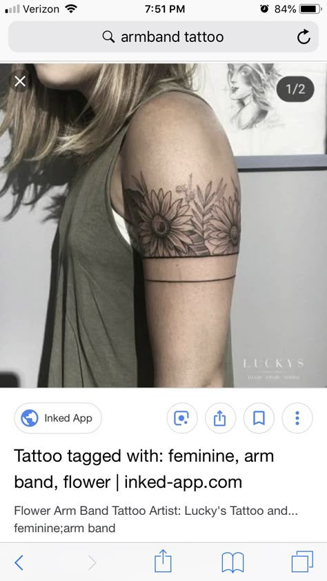 Upper Arm Cuff Tattoo, Women’s Upper Arm Tattoo, Upper Arm Sleeve Tattoo Women, Flower Arm Band Tattoo, Tattoo Band, Number Tattoos, Band Tattoo Designs, Band Tattoos, Armband Tattoo Design