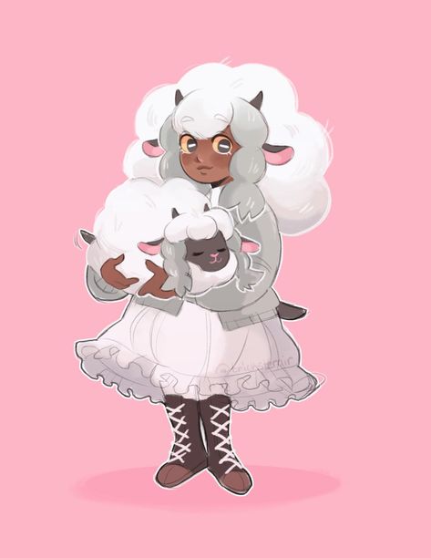 Sheep Girl, Pokemon Human Form, Oc Pokemon, Pokemon Gijinka, Pokemon Oc, Pokemon Cosplay, Pokemon Fusion, Creature Concept Art, Pokemon Characters