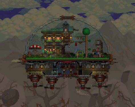 Terraria Mega Base, Terraria Houses, Mega Base, Terrarium Base, Terraria Builds, Terraria, Floating House, Terrarium, Floating