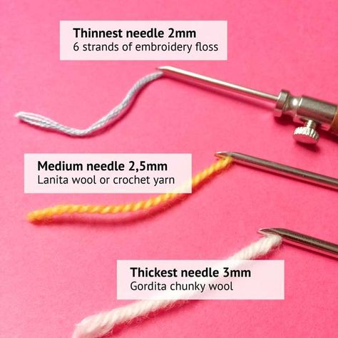 what yarn to use with 3 size punch needle Hook Punch, Embroidery Tools, Needle Embroidery, Punch Needle Patterns, Craft Punches, Punch Tool, Punch Needle Embroidery, Needle Punch, Needle Thread