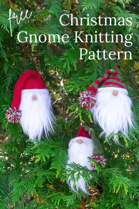 Knitted Gnome Hat Free Pattern, Knitted Gnomes, Knit Gnome, Holiday Knitting, Christmas Knits, Christmas Knitting Patterns Free, Knit Toys, Crochet Christmas Stocking, Baby Knits